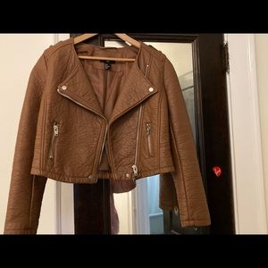 Pleather crop bomber